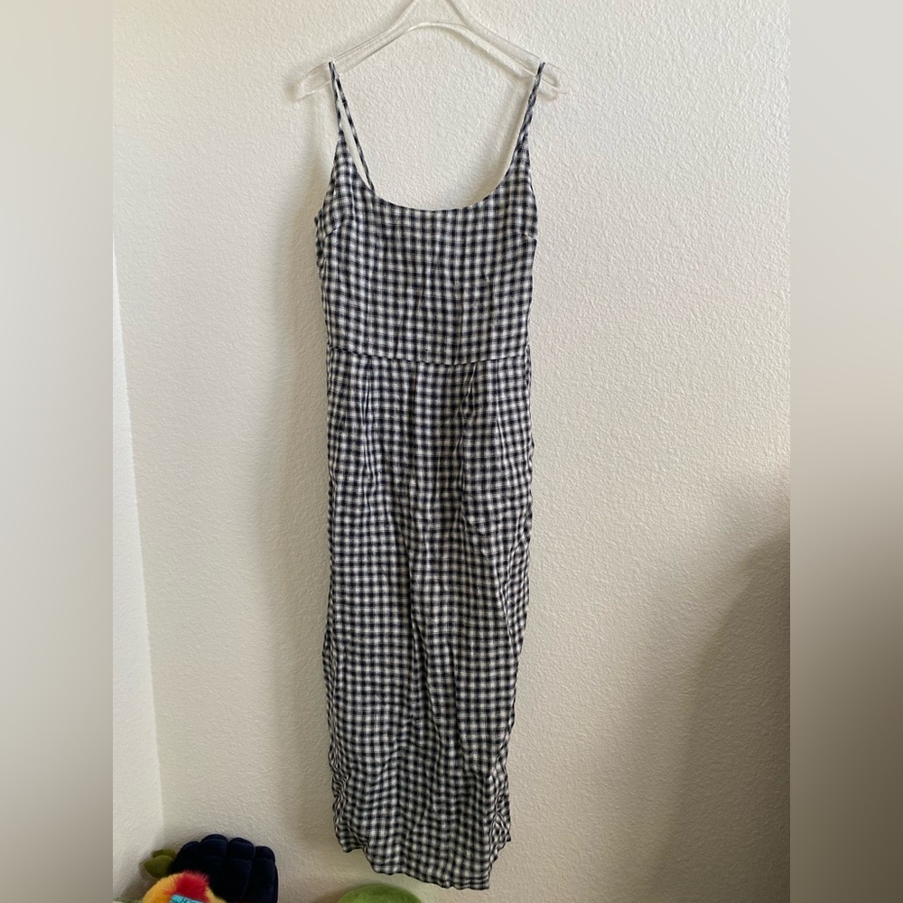 Quince Black and White Gingham Midi Dress - Picture 2 of 5